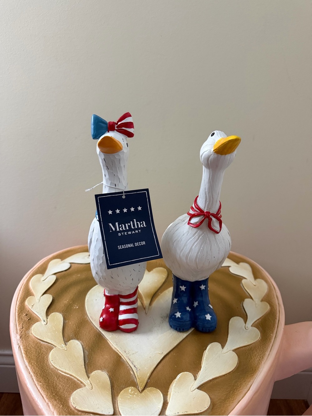 Set of 2 Martha Stewart 4th of July Patriotic Boy & Girl with Rainboots Geese